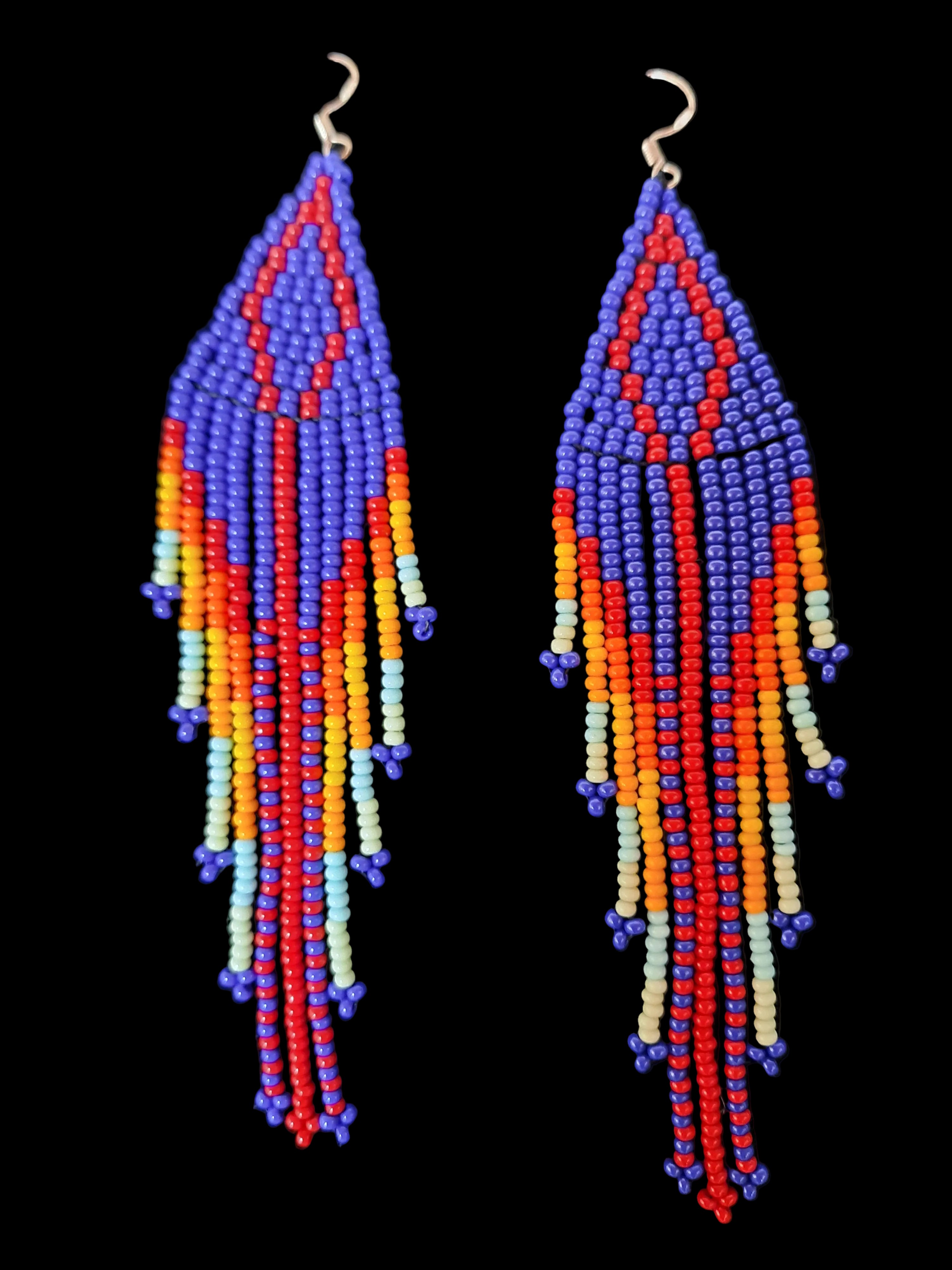'Phoenix feather' design beaded earrings