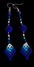 'Petal drop' beaded earrings, blue