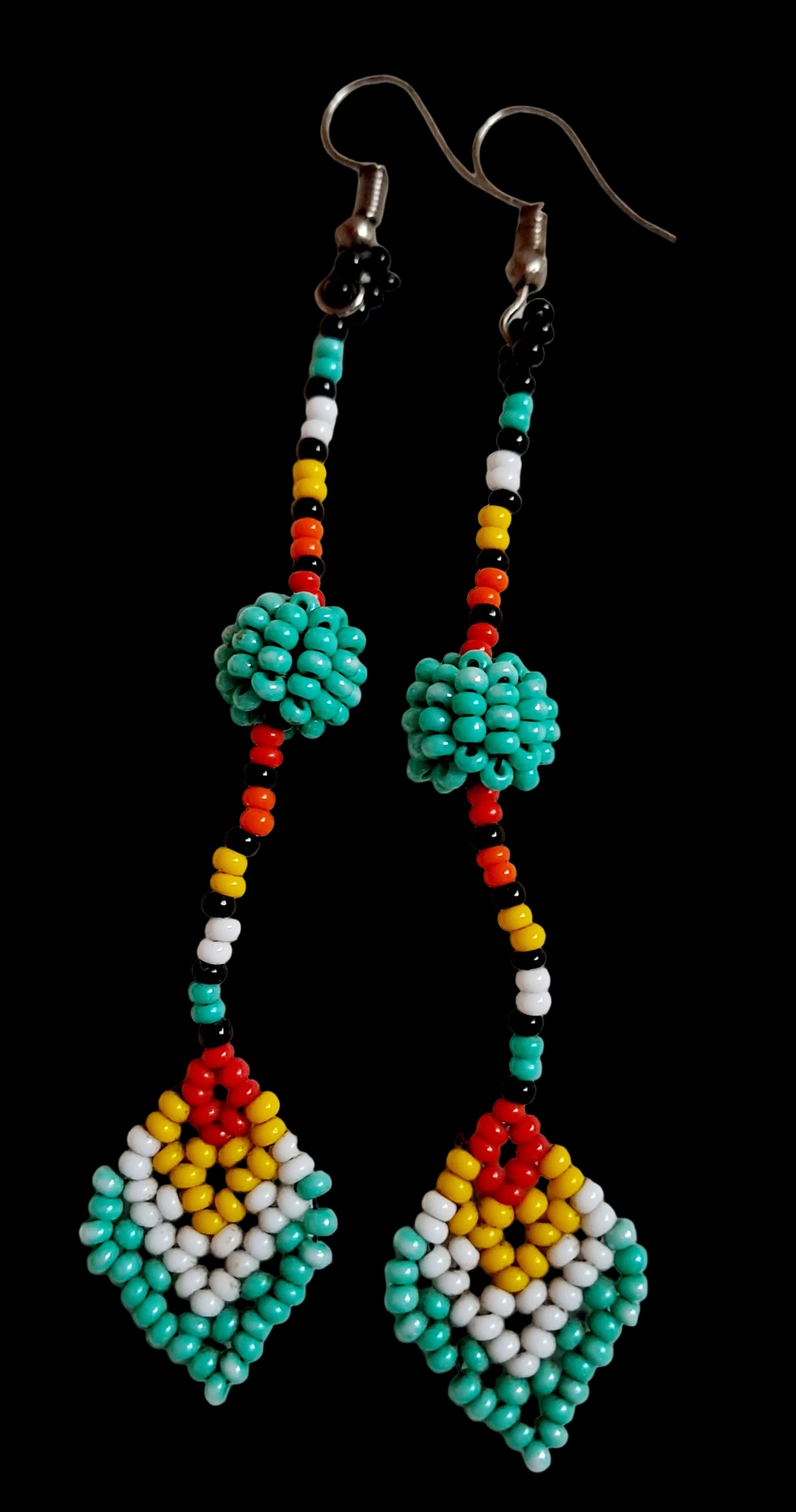 'Petal drop' beaded earrings, turquoise