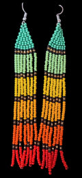 'Citrus fade' beaded drop earrings (long)