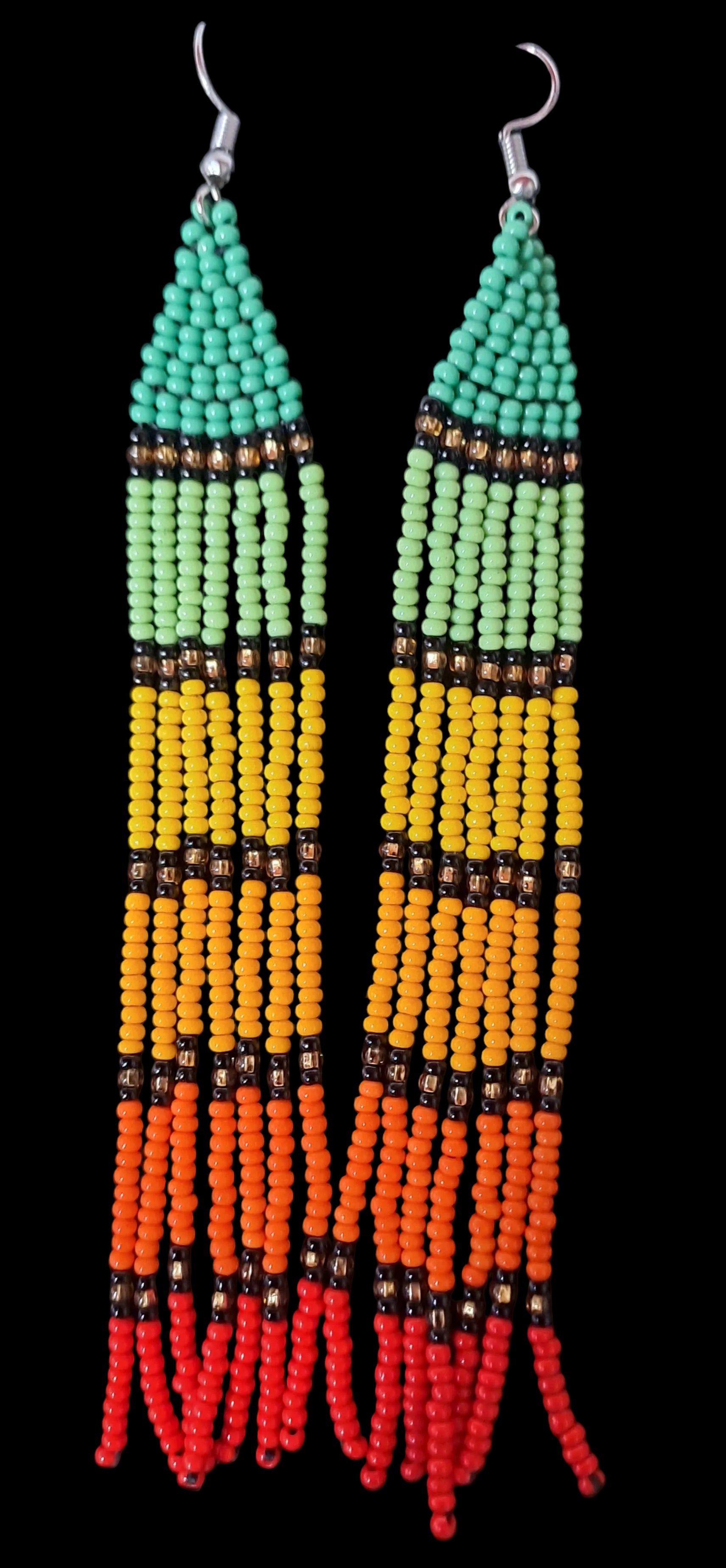 'Citrus fade' beaded drop earrings (long)