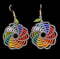 'Ecuaswirl' metallic beaded drop earrings