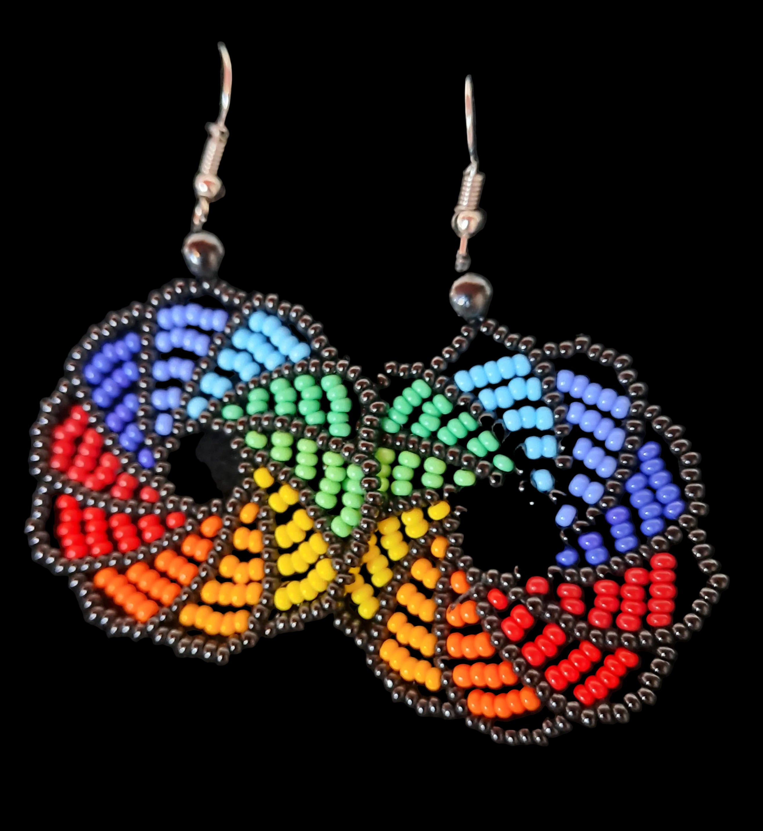 'Ecuaswirl' beaded drop earrings
