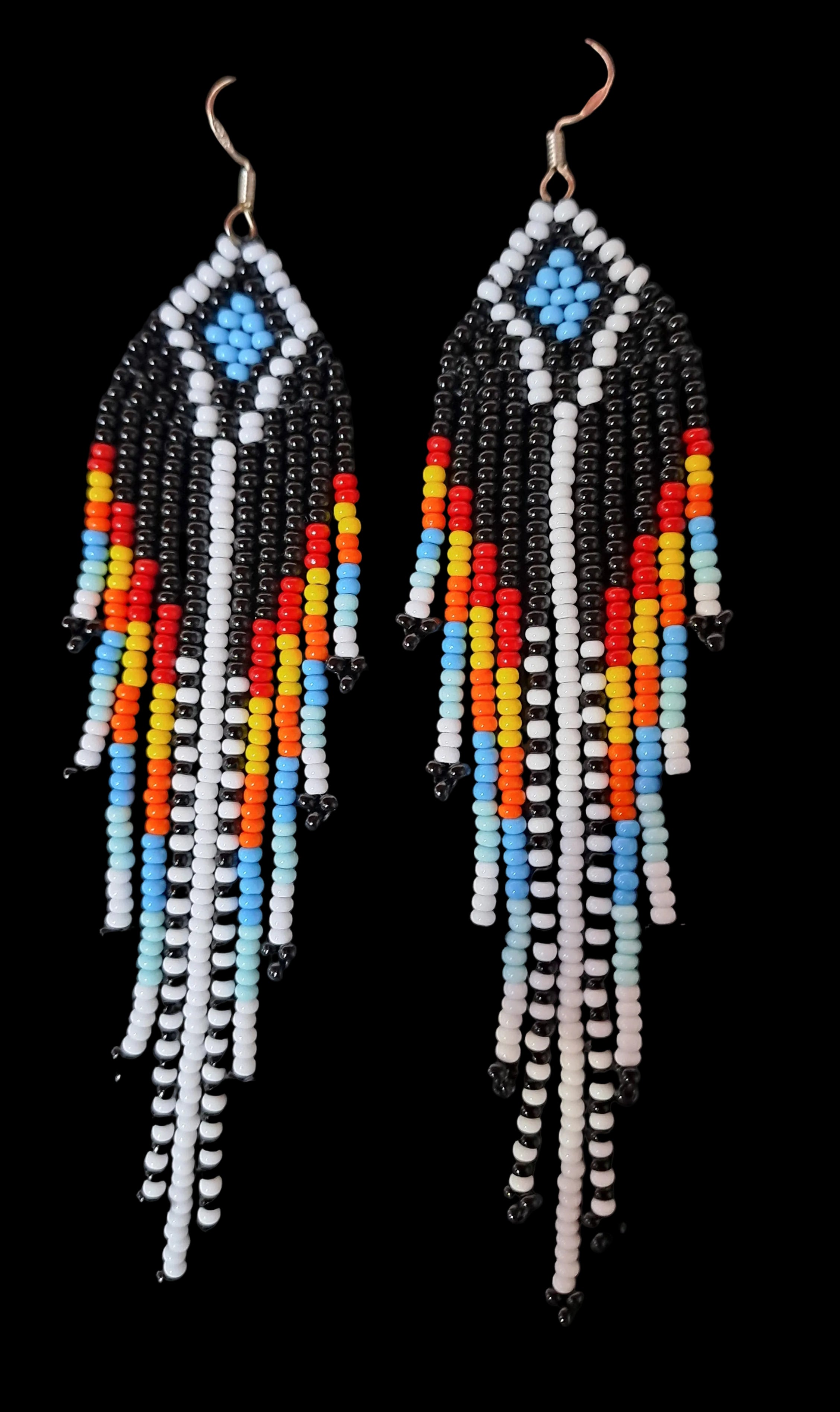 'Night phoenix' beaded earrings (longer)